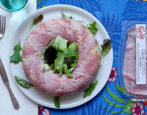 Timballo di riso con piselli curcuma e prosciutto cotto