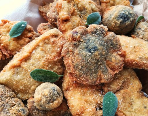 mazze di tamburo fritte - funghi fritti di chezuppa