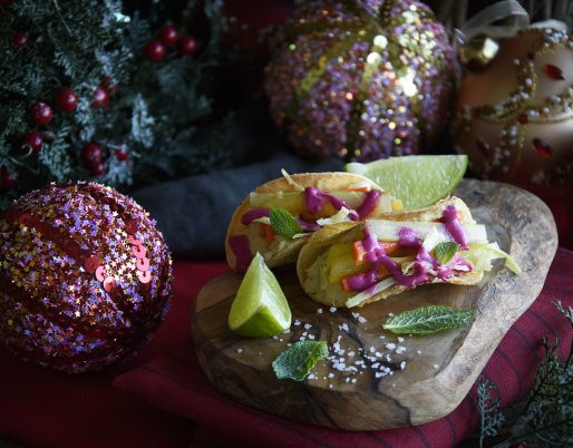 mini tacos con hummus e verdure croccanti