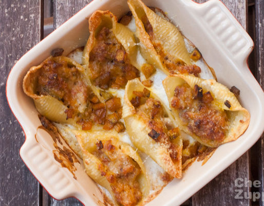 Ricetta conchiglioni con zucca e salsiccia